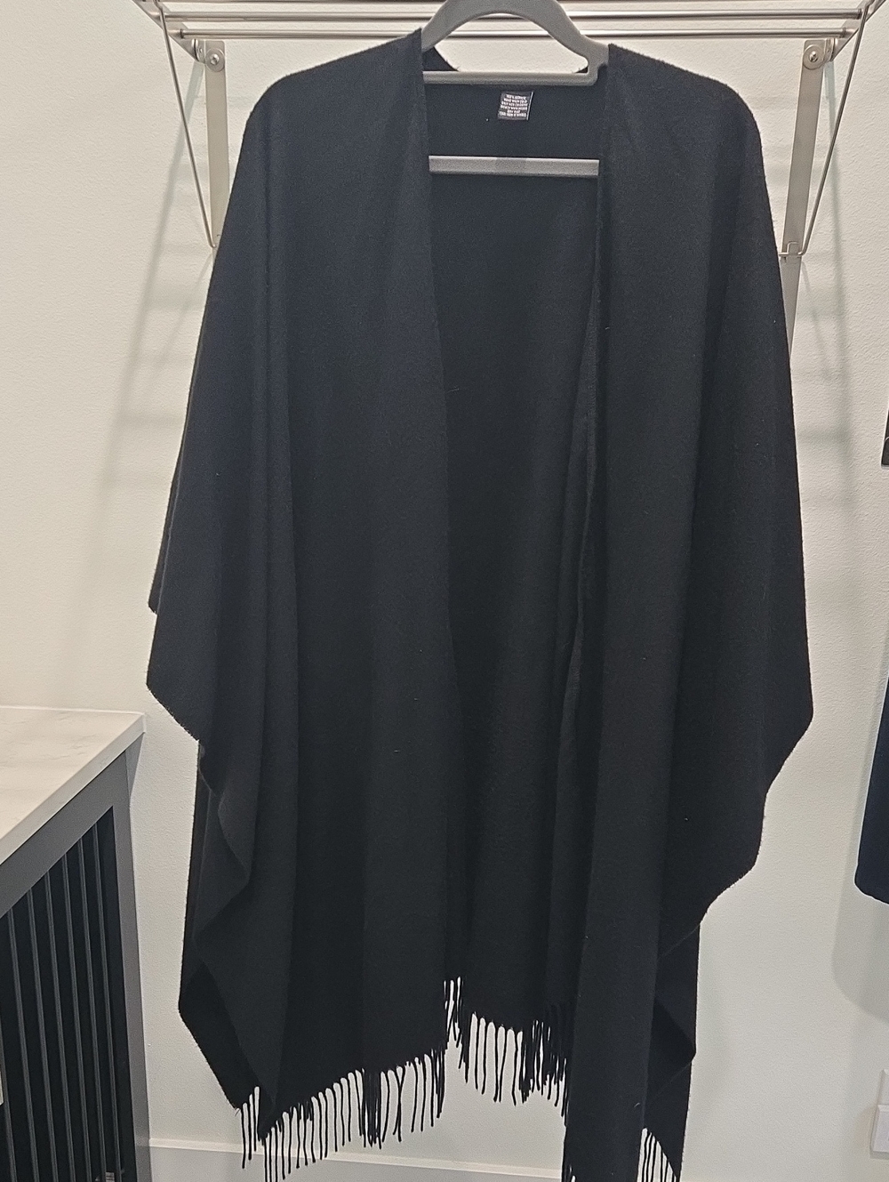 Fraas Black Fringe Wrap Scarf